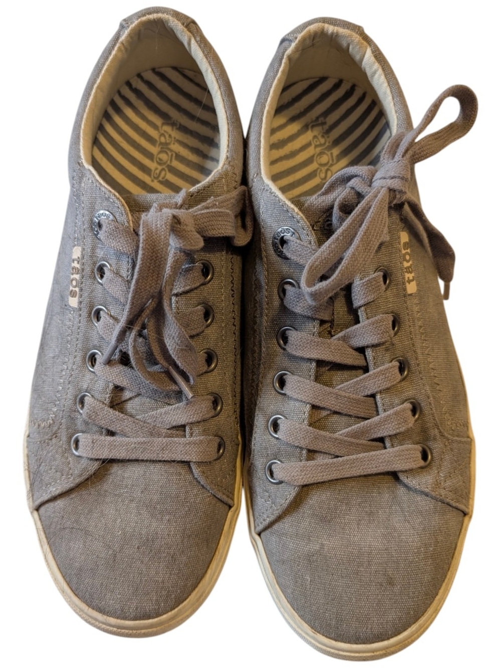 Women's Gray Canvas Lace-Up Sneakers